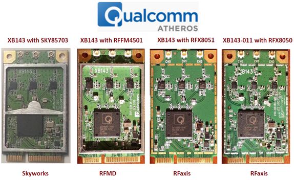 图3：高通Xb143参考设计用RFX8050/8051取代了Skyworks和RFMD产品。