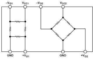 图7. ADA4571双惠斯登电桥配置 